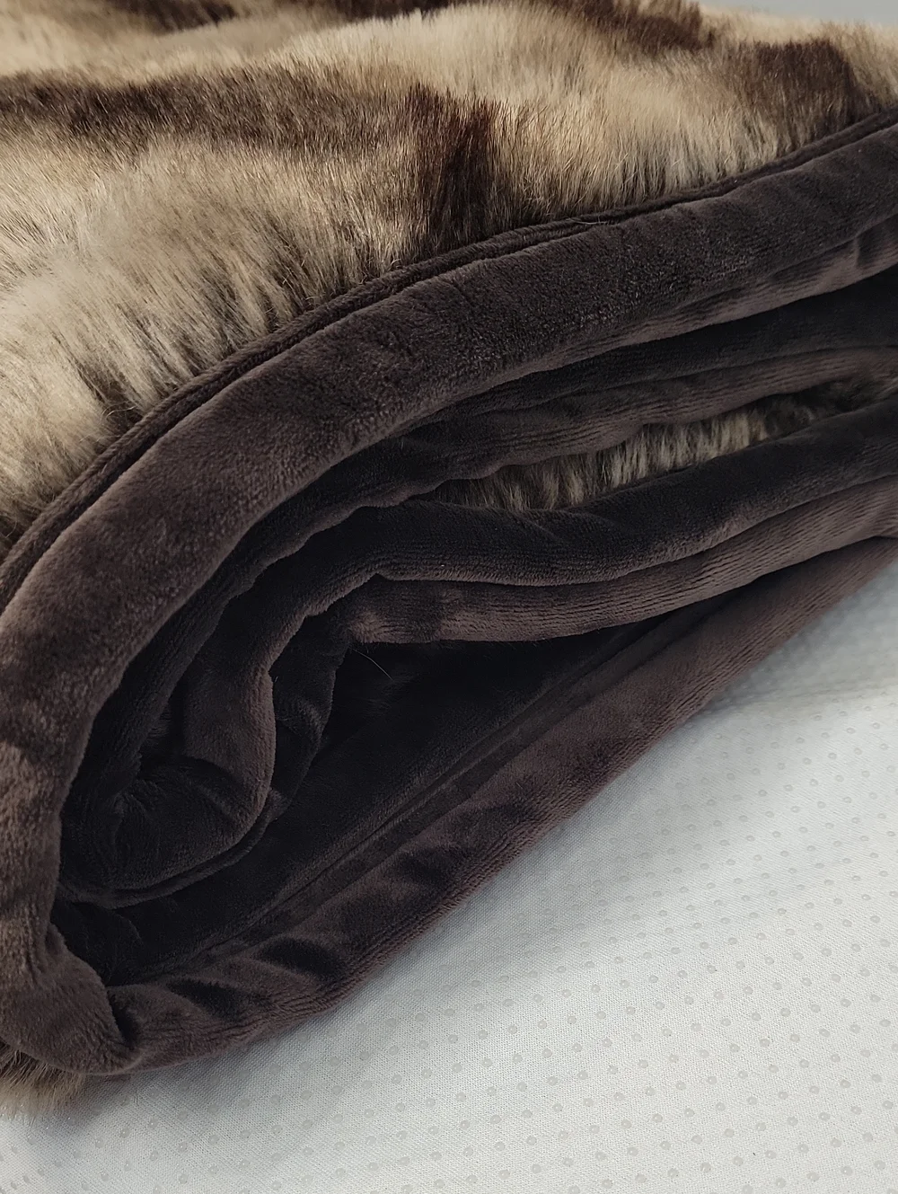 Pottery Barn brown faux fur animal print throw blanket